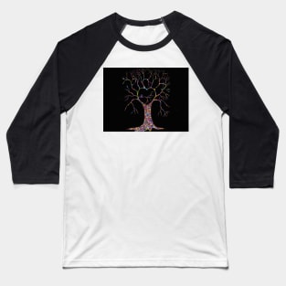 Birds in the Colourful Heart Tree Baseball T-Shirt